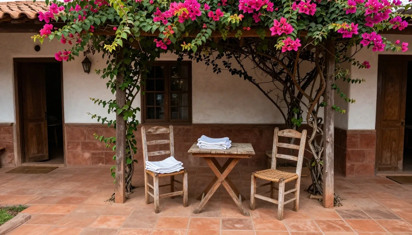 Patio de una casa de familia usada como alojamiento en el norte argentino